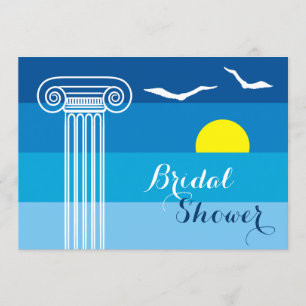 Invitation Colonne grecque & mouettes mariage douche nuptiale