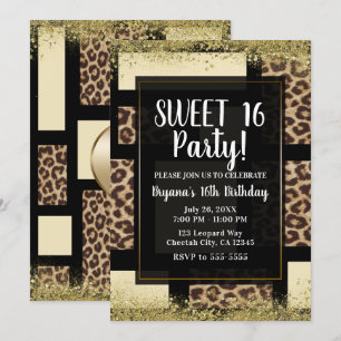 Invitation Color Block Cream Ivory Black & Leopard Cheetah