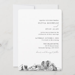 Invitation Colorado Printemps Mariage Élégant Skyline Invitat