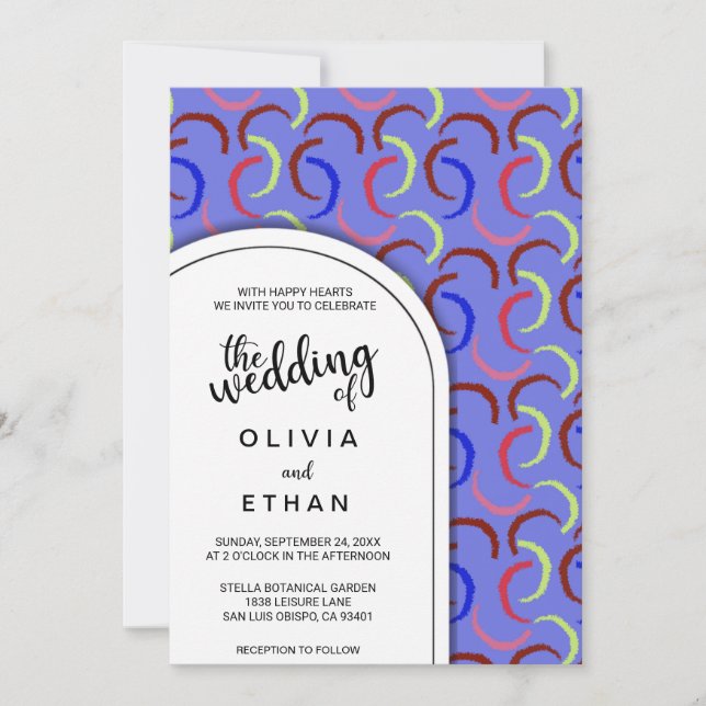 Invitation Coloré Abstrait Motif Chic Mariage artistique (Devant)