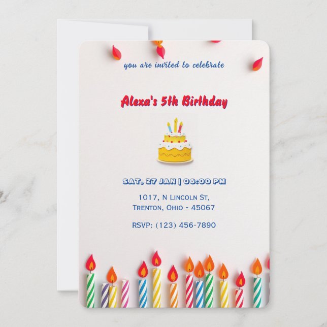 Invitation Coloré Anniversaire bougie Extravaganza! (Devant)