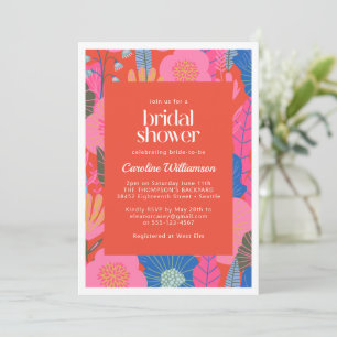 Invitation Coloré Boho Rouge Floral Fête des mariées élégante