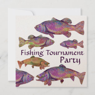 INVITATION COLORÉ COLORÉ TROUILLE DE LA PÊCHE TOURNOI PARTY