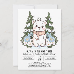 Invitation Coloré Dreamy Ours Polaire Digital Anniversaire