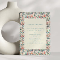 Coloré Folk Frontière Florale Boho Rouge Bleu Mari