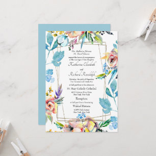 Invitation Coloré Formel Floral Divorcé Parents Mariage Dans