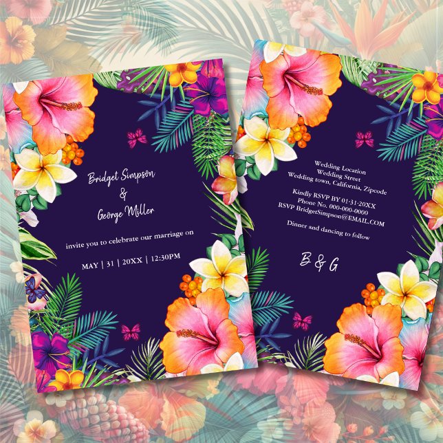 Invitation Coloré hawaïen tropical Mariage (Créateur téléchargé)