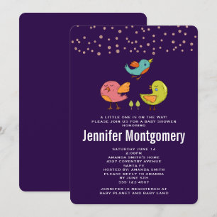 Invitation Coloré mignon Baby shower d'oiseaux Whimsical