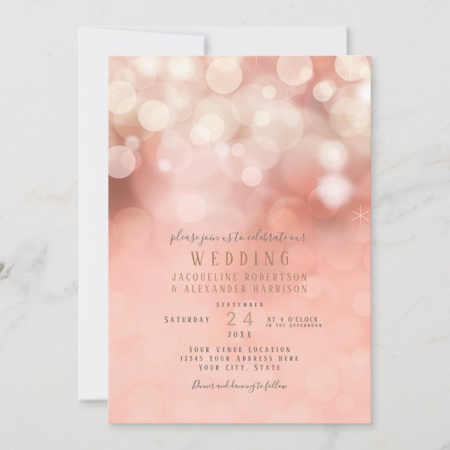 Invitation Coloré Pastel Bokeh Twinkling Lights rose pâle (Devant)