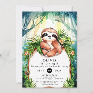 Invitation Coloré Pastel Sloth Anniversaire