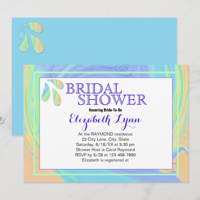 Invitation Coloré Pastel Splash Paint Swirl Modèle (Devant / Derrière)