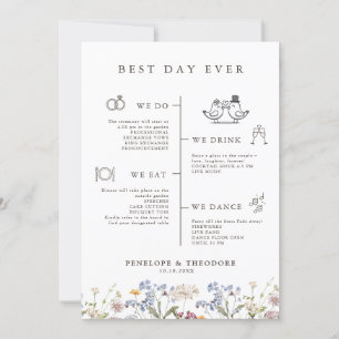 Invitation Coloré Printemps Fleur sauvage Meadow Garden Progr