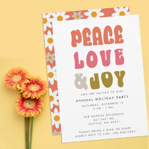 Invitation Coloré Retro Paix Super Amour Joie Vacances