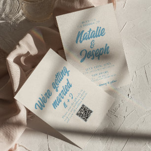 Invitation Coloré rétro QR Code brillant amusant Mariage mode