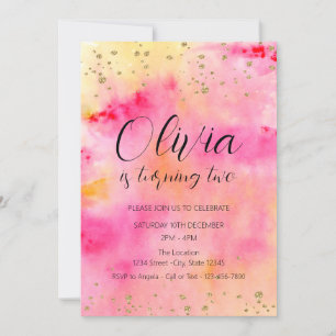 Invitation Coloré rose Jaune Tie Dye Fille fête d'anniversair