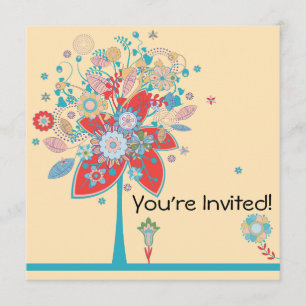 Invitation coloré vectoriel arbre de fleurs bliss couleur ver