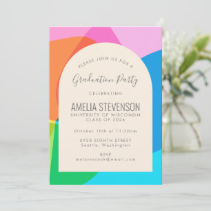 Invitation Colorée Abstraite mignonne Fun Photo Graduation Pa