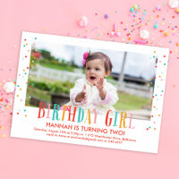 Colorée Confetti Girl Photo Anniversaire