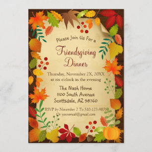 Invitation Colorée D'Automne Pour Thanksgiving