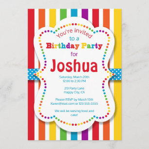 Invitation colorée de fête d'anniversaire