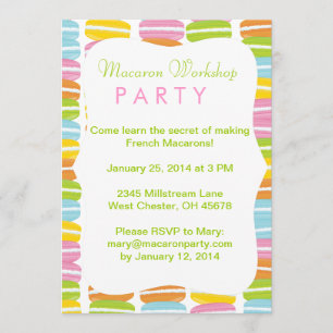 Invitation colorée de partie de Macarons