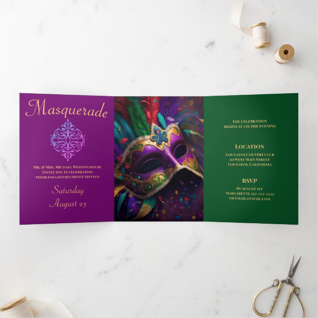 Invitation Colorée Masquerade Party (Intérieur)