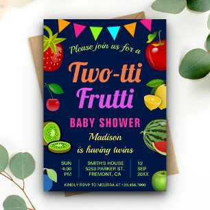 Invitation colorée pour la baby shower des jumeaux