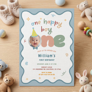Invitation colorée pour le 1er anniversaire d'un g