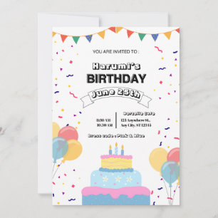 Invitation colorée pour une fête d'anniversaire