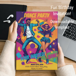 Invitation colorée pour une fête d'anniversaire da