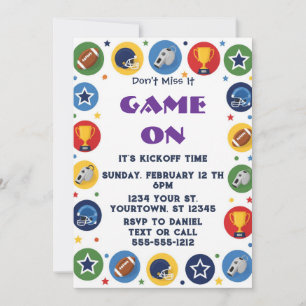 Invitation colorée pour une fête de football le jo