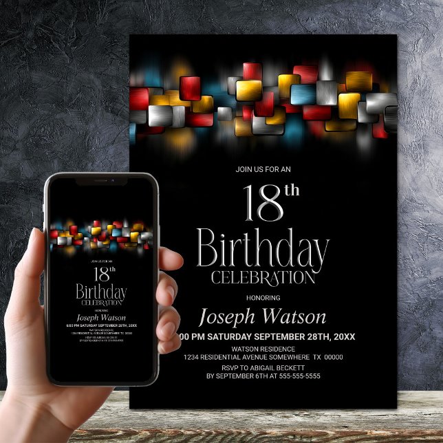 Invitation Colorful Abstract 18th Birthday Party (Créateur téléchargé)