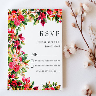 Invitation Colorful beautiful country floral botanic RSVP