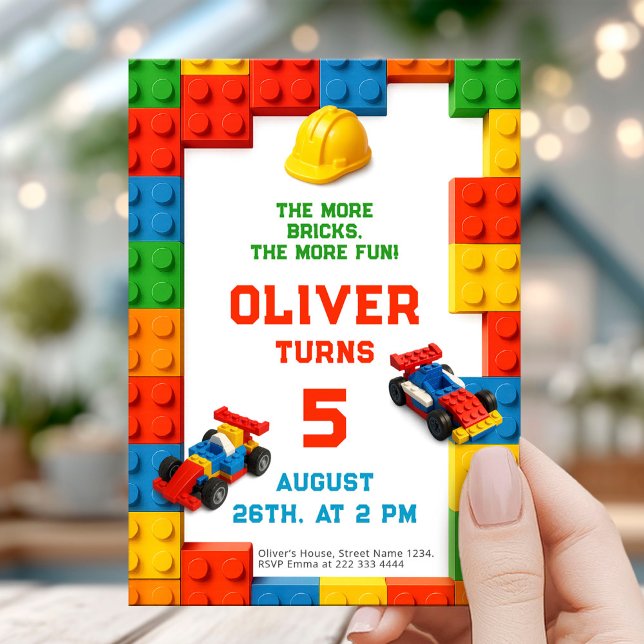 Invitation Colorful Brick Building Birthday (Créateur téléchargé)