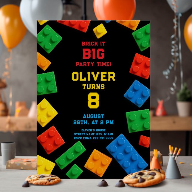 Invitation Colorful Brick Kids Party Birthday (Créateur téléchargé)
