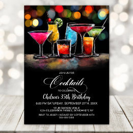 Invitation Colorful Cocktails Birthday Party