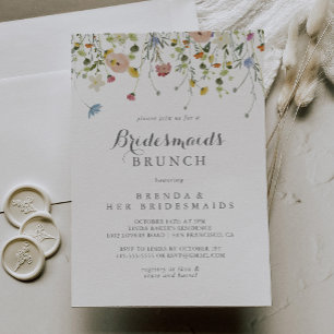 Invitation Colorful Dainty Wild Bridesmaids Brunch Douche