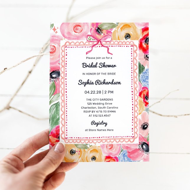 Invitation Colorful Floral | Garden Bow Bridal Shower (Créateur téléchargé)