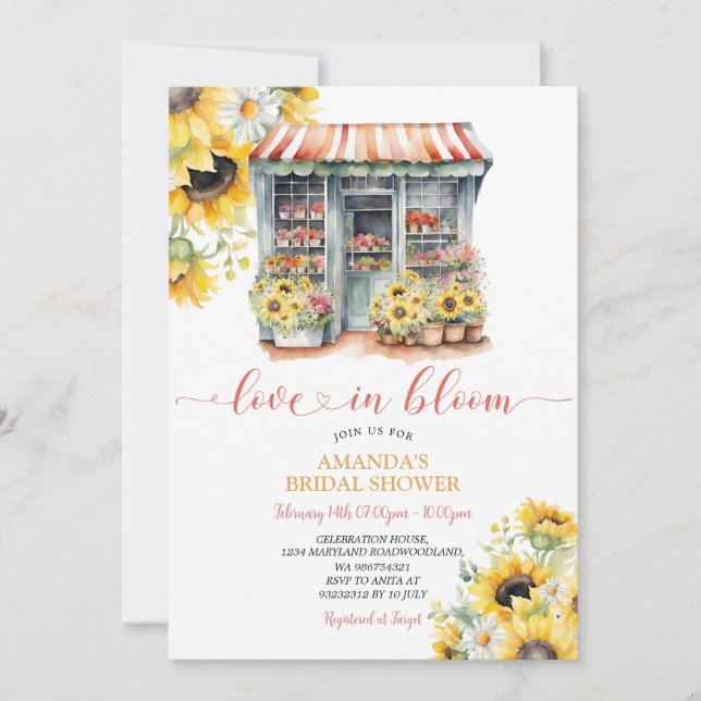 Invitation Colorful Floral Love In Bloom Bridal Shower (Devant)