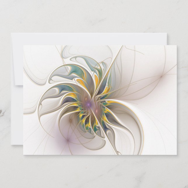 Invitation Colorful fractal ornament. Flower art (Devant)
