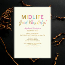 Colorful Funny Midlife Good Vibes 50th Birthday