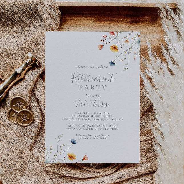Invitation Colorful Garden Wildflower Retirement Party (Créateur téléchargé)