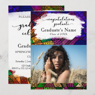 Invitation Colorful Geometry Motifs Graduation Photo Party