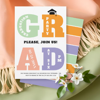 Invitation Colorful GRAD typography Class of 2026 graduation