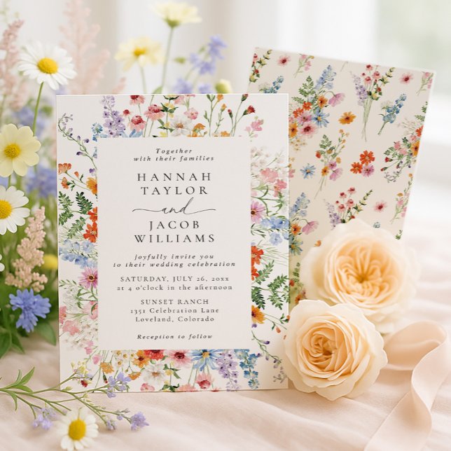 Invitation Colorful Meadow Wildflower Wedding  (Créateur téléchargé)