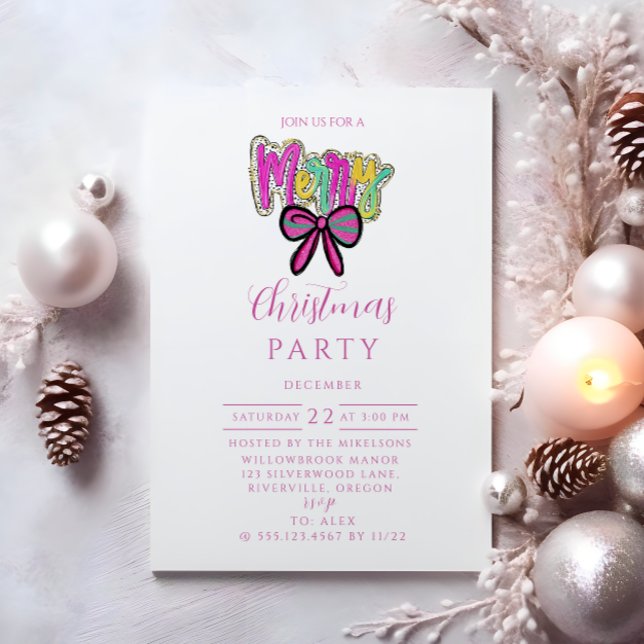 Invitation Colorful Merry Bow Christmas (Créateur téléchargé)