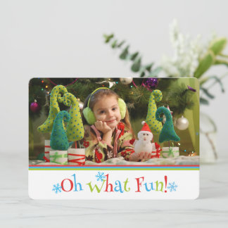 Invitation Colorful Modern Oh What Fun Holiday Card | 2 Photo
