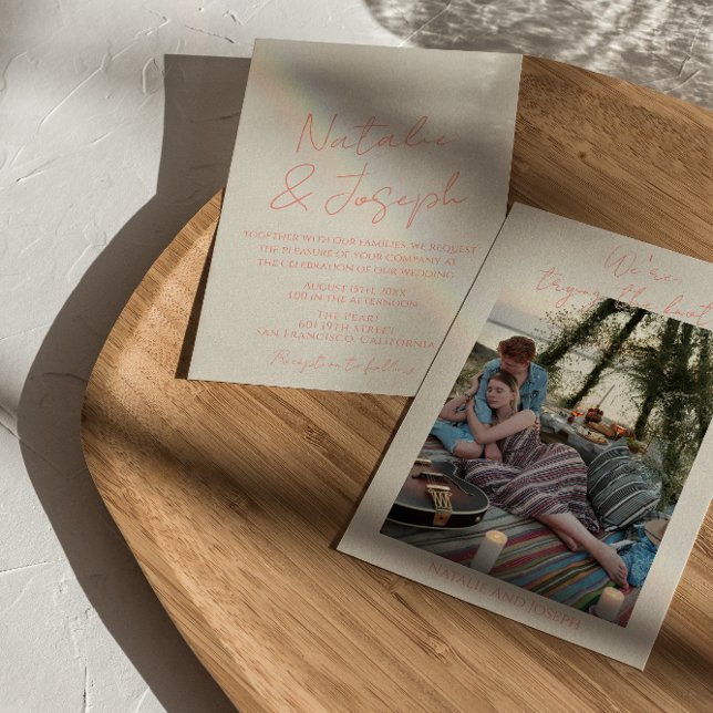 Invitation Colorful Pastel Écrit Whimsical Photo Mariage (Créateur téléchargé)