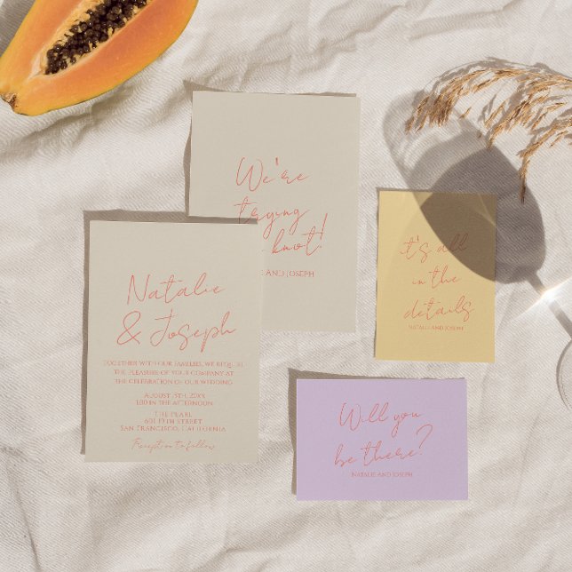 Invitation Colorful Pastel Mariage Whimsical Écrit à la main (Créateur téléchargé)