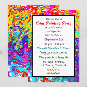 Invitation Colorful Pour Painting Party Anniversaire Invitati